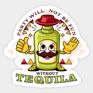 Tequila, the cartoon mascot of tequila bottles at parties Sticker